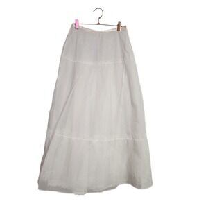 VINTAGE Sheer Tulle Lace Maxi Slip Skirt White Bridal Lingerie 70s